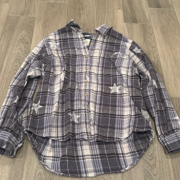 Vintage Havana Women’s Blue And White Flannel With Stars Size S - Picture 1 of 4
